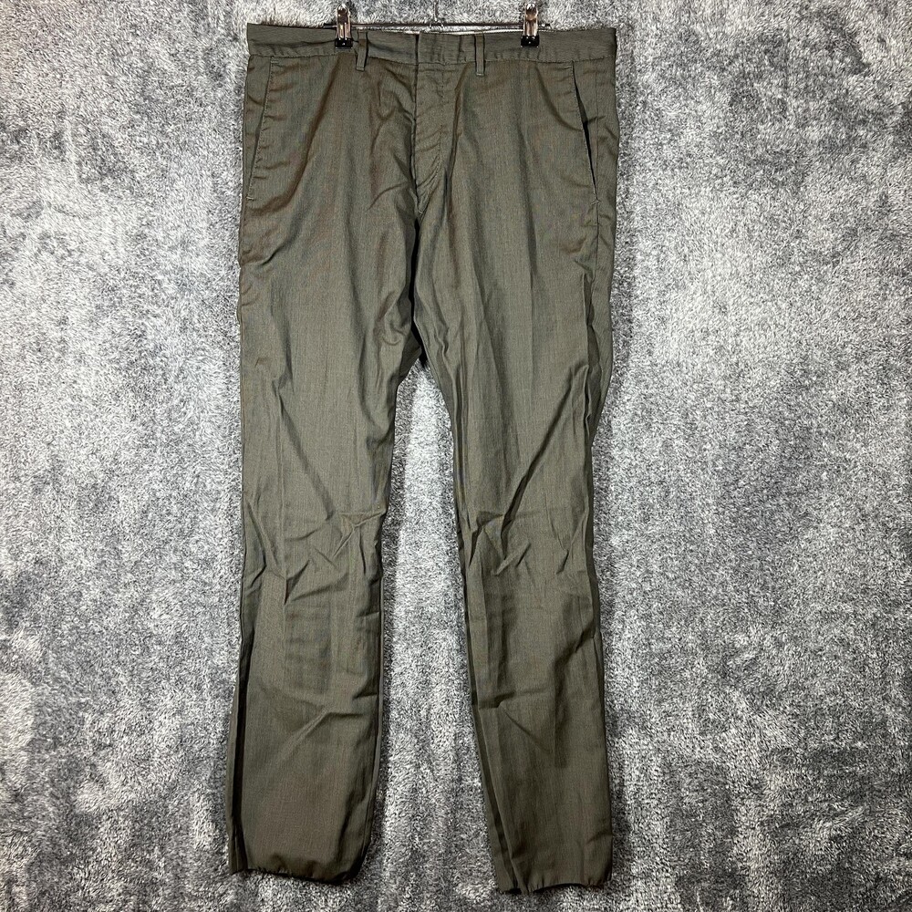 Hugo Boss Pants Mens 36x32 Green Wool Blend Dress Regular Fit Stripe Cagan1